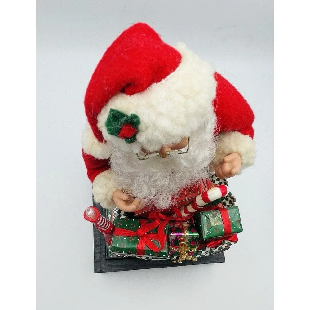 Santa Musical Scene Holiday Creations 1995 Toy Shop Bag Of Presents w/ Light 12